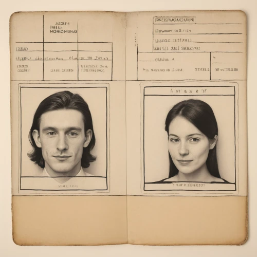 vintage man and woman,vintage boy and girl,roaring twenties couple,identity document,two people,mobster couple,man and wife,1940s,13 august 1961,man and woman,passport,flapper couple,licence,wanted,husband and wife,boy and girl,1940,1971,1952,wife and husband,Art,Artistic Painting,Artistic Painting 28