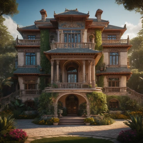mansion,villa,hacienda,bendemeer estates,beautiful home,belvedere,chateau,victorian,villa balbianello,render,3d rendering,large home,two story house,country estate,luxury property,castelul peles,luxury home,art nouveau,garden elevation,house in the forest