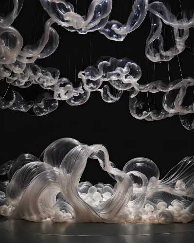 jellyfishes,sea jellies,jellyfish,lion's mane jellyfish,box jellyfish,cnidaria,jellyfish collage,paper clouds,drawing with light,portuguese man o' war,jellies,water display,abstract smoke,whirling,splash photography,cellophane noodles,air bubbles,kinetic art,fluid flow,liquid bubble