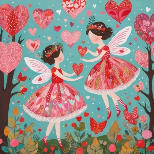 butterfly dolls,fairies aloft,vintage fairies,valentine scrapbooking,fairies,painted hearts,cupido (butterfly),greetting card,love in air,sewing pattern girls,little angels,winged heart,flying heart,dancers,butterflies,heart background,cupid,heart bunting,greeting card,fabric painting,Illustration,Japanese style,Japanese Style 16