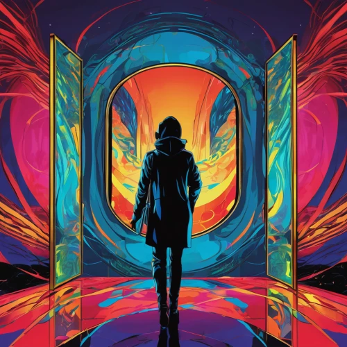 chasm,transistor,sci fiction illustration,phoenix,aura,kaleidoscope art,games of light,stained glass,psychedelic art,nerve,mystery book cover,prismatic,iridescent,rosa ' amber cover,enter,the fan's background,art deco background,digital artwork,vector art,electric arc,Conceptual Art,Daily,Daily 24
