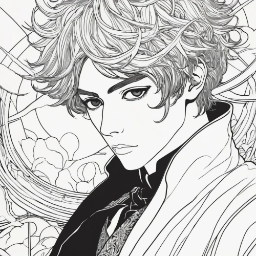 lineart,clamp,line-art,line art,mono line art,mono-line line art,angel line art,coloring page,male character,hatter,prince,office line art,taichi,groom,shinigami,valentine line art,jin deui,frog prince,eyes line art,watchmaker,Illustration,Black and White,Black and White 24