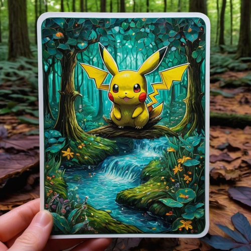 pika,pikachu,surface lure,pixaba,forest background,perched on a log,pokémon,pokemon,game illustration,abra,navi,forest animal,cg artwork,playmat,blister pack,forest dragon,springtime background,lures and buy new desktop,nuphar,bulbasaur,Art,Artistic Painting,Artistic Painting 03