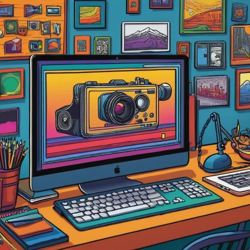 camera illustration,background vector,camera drawing,art background,cartoon video game background,retro background,colored pencil background,digital background,workspace,digital nomads,adobe illustrator,pop art background,working space,scrapbook background,colorful background,illustrator,vector illustration,computer icon,the living room of a photographer,computer art,Illustration,Black and White,Black and White 14