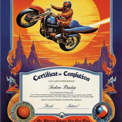 certification,certificate,certificates,riding instructor,frame illustration,vaccination certificate,motorcycle speedway,frame border illustration,harley-davidson,academic certificate,vintage advertisement,vintage advert,bullet ride,motorcycling,atari 2600,master system,motorcycle racer,adventure sports,vintage illustration,triumph motor company,Conceptual Art,Sci-Fi,Sci-Fi 19