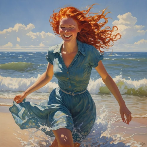 the wind from the sea,the sea maid,sea breeze,little girl in wind,redheads,woman playing,oil painting,sea beach-marigold,girl on the river,sun and sea,a girl's smile,sea water splash,carol m highsmith,young woman,man at the sea,red-haired,wind wave,girl with a dolphin,sea,carol colman,Illustration,Retro,Retro 14