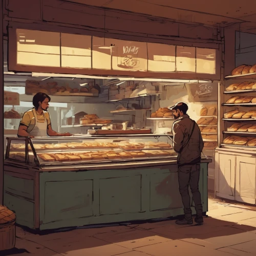 bakery,pastry shop,pastries,sweet pastries,donut illustration,cake shop,freshly baked buns,pâtisserie,donut drawing,kitchen shop,convenience store,bakery products,butcher shop,grocery,pastry,soda shop,doughnuts,baked goods,breads,fresh bread,Conceptual Art,Fantasy,Fantasy 06