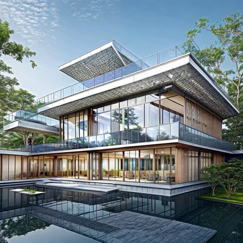 asian architecture,japanese architecture,modern house,chinese architecture,timber house,modern architecture,eco-construction,residential house,dunes house,cubic house,cube house,wooden house,tropical house,grass roof,house in the forest,house by the water,futuristic architecture,3d rendering,archidaily,luxury property,Architecture,General,Modern,None