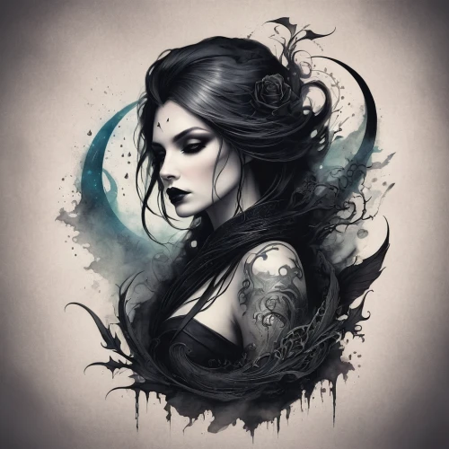 gothic woman,fantasy portrait,sorceress,dark art,goth woman,vampire woman,vampire lady,fantasy art,lady of the night,moonflower,mystical portrait of a girl,the zodiac sign pisces,the enchantress,moonbeam,gothic portrait,queen of the night,moonlit,dark gothic mood,black rose,blue moon rose,Illustration,Realistic Fantasy,Realistic Fantasy 16