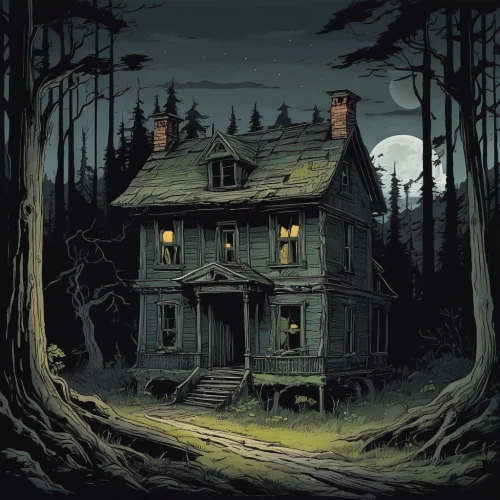 witch house,witch's house,house in the forest,the haunted house,haunted house,creepy house,lonely house,house silhouette,abandoned house,old home,little house,ghost castle,treehouse,tree house,lostplace,old house,cottage,ancient house,the house,haunted forest,Illustration,Black and White,Black and White 29