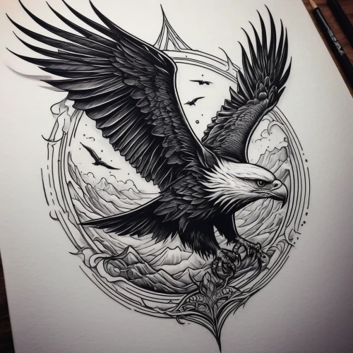 eagle illustration,eagle drawing,bird illustration,winged heart,line art birds,bird drawing,ornamental bird,gryphon,black raven,charcoal nest,bird wings,magpie,corvus,corvidae,crows,raven's feather,feathers bird,flower and bird illustration,raven bird,ravens,Illustration,Black and White,Black and White 01