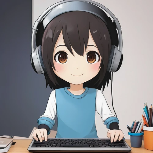 listening to music,headset,headphone,azusa nakano k-on,girl at the computer,yui hirasawa k-on,computer skype,gamer,torekba,personal computer,tsumugi kotobuki k-on,audio accessory,wireless headset,dj,anime 3d,computer accessory,desktop support,chibi,haruhi suzumiya sos brigade,computer freak,Illustration,Abstract Fantasy,Abstract Fantasy 22