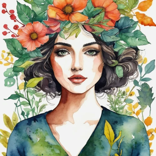 watercolor wreath,girl in a wreath,boho art,watercolor women accessory,flower hat,flower crown,flora,watercolor pin up,floral wreath,blooming wreath,watercolor flowers,girl in flowers,watercolor painting,watercolor floral background,flower painting,watercolor flower,watercolor pencils,watercolor paint,watercolor,wreath of flowers,Illustration,Vector,Vector 14