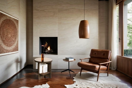 fire place,fireplace,mid century modern,fireplaces,floor lamp,sitting room,contemporary decor,danish furniture,corten steel,wood-burning stove,interior modern design,chaise lounge,concrete ceiling,interior design,modern decor,scandinavian style,interiors,wing chair,mid century,wood stove