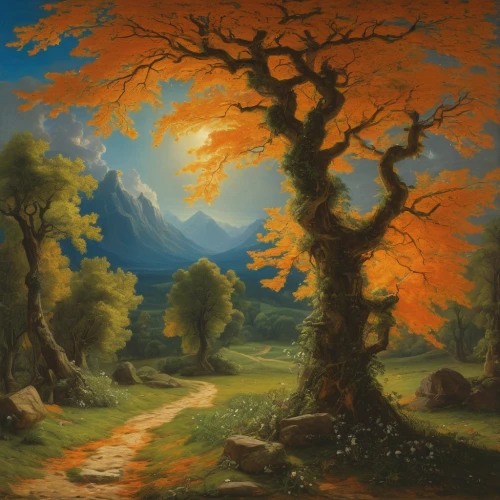 robert duncanson,autumn landscape,forest landscape,mountain scene,rural landscape,mountain landscape,fall landscape,landscape background,fantasy landscape,landscape,druid grove,mountainous landscape,dutch landscape,home landscape,autumn tree,nature landscape,high landscape,autumn trees,mushroom landscape,brook landscape,Art,Classical Oil Painting,Classical Oil Painting 16