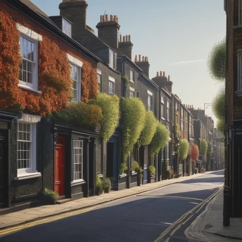 townhouses,greystreet,notting hill,old linden alley,narrow street,the cobbled streets,townscape,old street,victorian,cobblestone,cobble,lovat lane,terraced,old avenue,render,animal lane,row of houses,york,morning grove,pall mall,Illustration,Realistic Fantasy,Realistic Fantasy 11