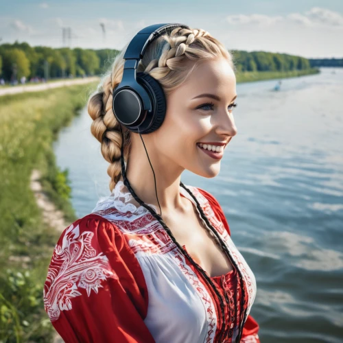 girl on the river,listening to music,wireless headset,audio player,the blonde in the river,headphone,wireless headphones,headphones,russian folk style,music on your smartphone,headset,music,sound of music,audio accessory,music player,headset profile,mp3 player accessory,handsfree,ukrainian,russian culture,Photography,Artistic Photography,Artistic Photography 07