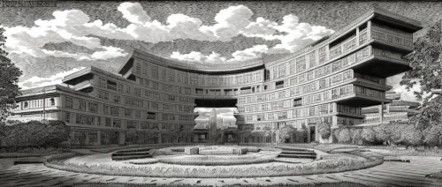 panopticon,escher,panoramical,brutalist architecture,trajan's forum,hashima,dormitory,citadel,hotel complex,kirrarchitecture,metropolis,thermae,italy colosseum,maze,apartment complex,spherical image,fractals art,an apartment,apartment block,dragon palace hotel,Art sketch,Art sketch,15th Century