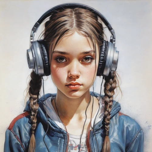 listening to music,headphone,young girl,headphones,audiophile,girl portrait,portrait of a girl,mystical portrait of a girl,music player,listening,hearing,audio player,the listening,music,child portrait,young woman,earphone,child girl,head phones,headset,Illustration,Realistic Fantasy,Realistic Fantasy 06