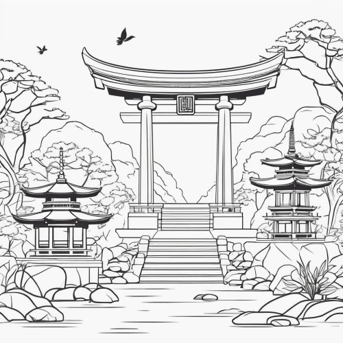 japanese garden ornament,line art birds,coloring page,japanese garden,backgrounds,japanese shrine,zen garden,bird kingdom,bird bird kingdom,japanese zen garden,line-art,background vector,flower line art,sake gardens,botanical line art,coloring pages,lotus pond,the golden pavilion,lineart,line art,Illustration,Black and White,Black and White 04