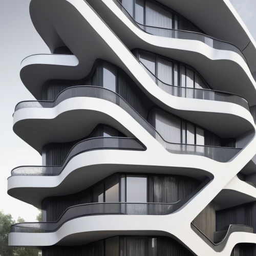 balconies,facade panels,futuristic architecture,apartment building,arhitecture,block balcony,modern architecture,apartment block,residential tower,multi-storey,kirrarchitecture,jewelry（architecture）,3d rendering,sinuous,mixed-use,multi storey car park,sky apartment,apartment complex,arq,render,Photography,Black and white photography,Black and White Photography 13