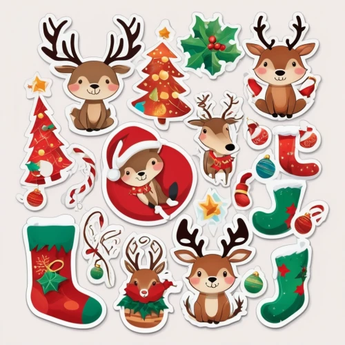 christmas stickers,christmas glitter icons,christmas icons,christmas tags,christmas buffalo raccoon and deer,christmas animals,felt christmas icons,christmas pattern,watercolor christmas pattern,christmas motif,christmas deer,watercolor christmas background,reindeer from santa claus,santa claus with reindeer,christmas labels,reindeer,deer illustration,christmas items,christmas gift pattern,christmas tree pattern,Unique,Design,Sticker