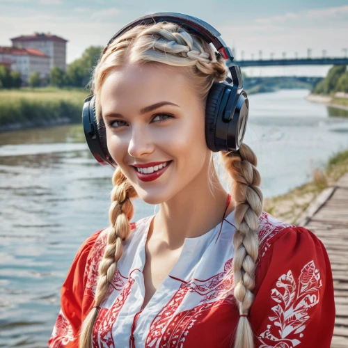 wireless headset,listening to music,girl on the river,headphone,wireless headphones,headphones,audio player,the blonde in the river,headset,audio accessory,music on your smartphone,music,mp3 player accessory,music player,russian folk style,audio guide,bluetooth headset,blonde girl with christmas gift,handsfree,blogs music,Photography,Artistic Photography,Artistic Photography 07