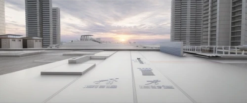 sky apartment,roof landscape,3d rendering,flat roof,block balcony,skyscapers,sky space concept,white buildings,archidaily,roof terrace,kirrarchitecture,folding roof,property exhibition,roof top pool,daylighting,apartment-blocks,roof panels,elevated railway,japanese architecture,urban development,Common,Common,Natural