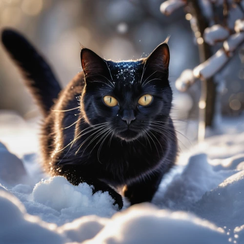 norwegian forest cat,glory of the snow,winter animals,golden eyes,black cat,siberian,winter light,snowy,feral cat,siberian cat,winter magic,russian blue,snowshoe,magpie cat,in the snow,russian blue cat,yellow eyes,deep snow,snowball,the snow queen,Photography,General,Natural