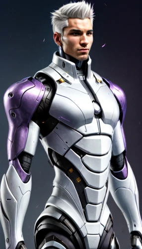 grey fox,silver fox,steel man,cyborg,male character,cullen skink,omega,sigma,silver,cable,the purple-and-white,zero,cybernetics,minibot,3d man,humanoid,white with purple,war machine,steel,rein