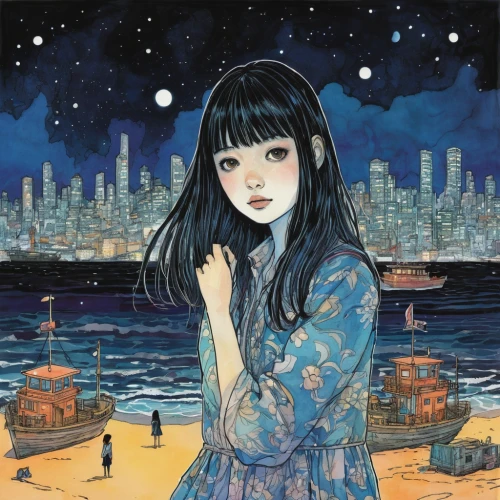 shirakami-sanchi,mari makinami,the girl in nightie,starry sky,cover,sea night,tobacco the last starry sky,night stars,amano,busan night scene,constellations,rosa ' amber cover,rem in arabian nights,bell jar,clear night,girl with speech bubble,the night sky,cosmos wind,falling stars,constellation,Illustration,Paper based,Paper Based 07