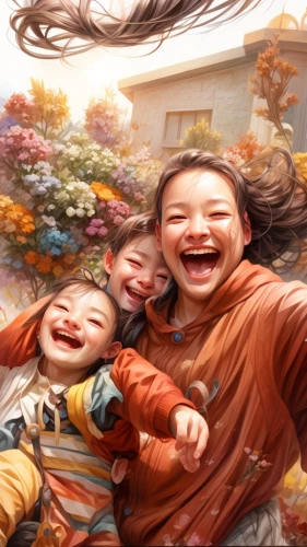 children's background,kids illustration,happy children playing in the forest,children,happy family,portrait background,chinese art,children play,oriental painting,harmonious family,childs,grandchildren,baby laughing,creative background,inner child,funny kids,playing with kids,cheerfulness,chinese background,children's day