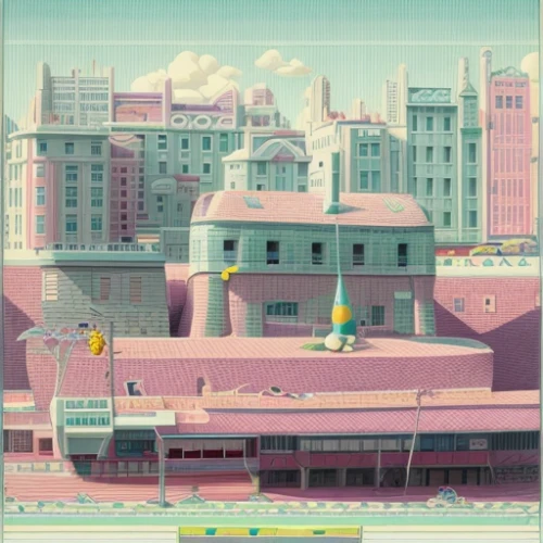 retro diner,travel poster,metropolis,buenos aires,tokyo,san francisco,lego pastel,mexico city,osaka station,tokyo city,city bus,odaiba,retro background,tokyo station,vintage wallpaper,arcade,taipei,1960's,subway station,cities,Calligraphy,Illustration,Cartoon Illustration