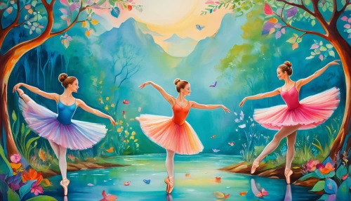 ballerinas,ballerina in the woods,girl ballet,swan lake,dancers,fairy world,little girl ballet,ballet,fairy forest,ballet dancer,ballet master,ballerina girl,fairies aloft,oil painting on canvas,fairies,dance with canvases,ballet tutu,wonderland,dance,dance performance,Illustration,Abstract Fantasy,Abstract Fantasy 13