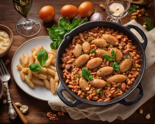 cassoulet,cholent,pasta e fagioli,étouffée,ful medames,wheatberry,cavatappi,feijoada,chana masala,pasta and beans,caramelized peanuts,coq au vin,goulash,iranian cuisine,copper cookware,eritrean cuisine,beef bourguignon,chile and frijoles festival,georgian cuisine,paella,Photography,General,Natural