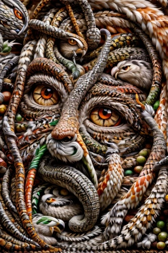 embroidery,woven rope,woven,fractalius,serpent,snake pattern,crocodile skin,boa constrictor,crocodile eye,embroider,needlework,reptiles,corn snake,chain mail,rope detail,snake's head,reptilia,red tailed boa,snake skin,reptile