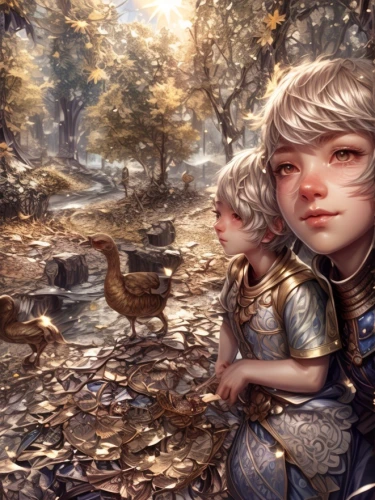 fantasy portrait,fable,autumn background,game illustration,faery,fantasy picture,fantasy art,eglantine,autumn idyll,forest clover,elven forest,forest background,fairy tale character,faerie,woodland,fae,autumn theme,children's background,the autumn,fallen leaves