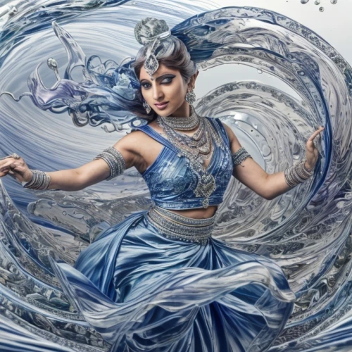 water nymph,water lotus,blue enchantress,water rose,ethnic dancer,ice queen,water flowing,photoshoot with water,the sea maid,water splashes,in water,radha,aladha,jasmine blue,krishna,water flow,water creature,water splash,sari,flowing water