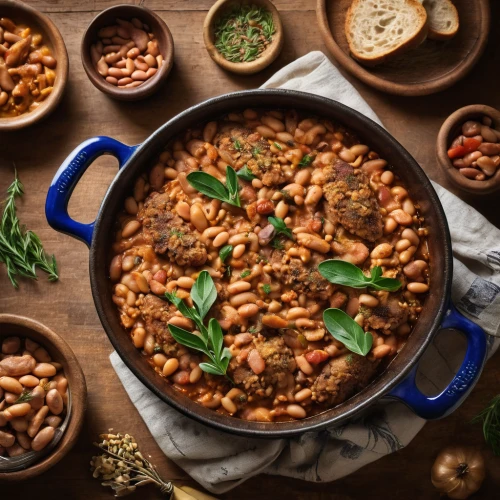 cassoulet,cholent,chana masala,pasta e fagioli,étouffée,wheatberry,caponata,baked beans,ful medames,fabada asturiana,chili con carne,lentil soup,goulash,frijoles charros,ribollita,beef goulash,chile and frijoles festival,arroz con gandules,caramelized peanuts,jambalaya,Photography,General,Natural