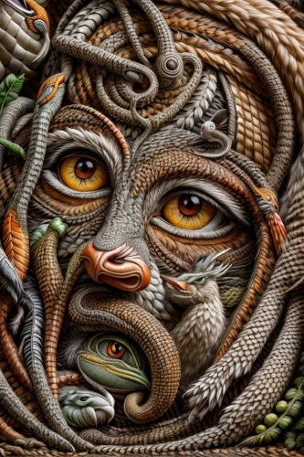 woven rope,serpent,shamanism,boa constrictor,shamanic,tapestry,woven,fractalius,ring-tailed,red tailed boa,jute rope,forest king lion,constrictor,gorgon,woven fabric,needlework,tribal masks,embroidery,basket weaving,snake charming