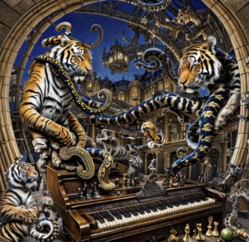 tigers,concerto for piano,organist,pianos,piano player,pianist,tigerle,tiger,pinball,harpsichord,piano,the piano,orchestra,royal tiger,a tiger,synthesizer,orchesta,pipe organ,grand piano,fantasy art