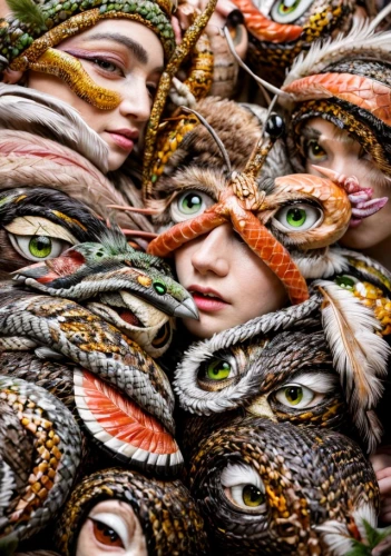 pheasant's-eye,the carnival of venice,fractalius,sardines,women's eyes,fish collage,peacock eye,masquerade,peacock,masks,venetian mask,bodypainting,body painting,surrealism,flock of birds,forest fish,fishes,fasnet,school of fish,fairy peacock