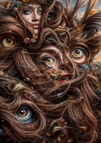 women's eyes,fractalius,the carnival of venice,surrealism,photo manipulation,photoshop manipulation,photomanipulation,surrealistic,mirror of souls,distorted,photomontage,image manipulation,psychedelic art,multiple exposure,conceptual photography,masquerade,parallel worlds,fantasy art,world digital painting,illusion