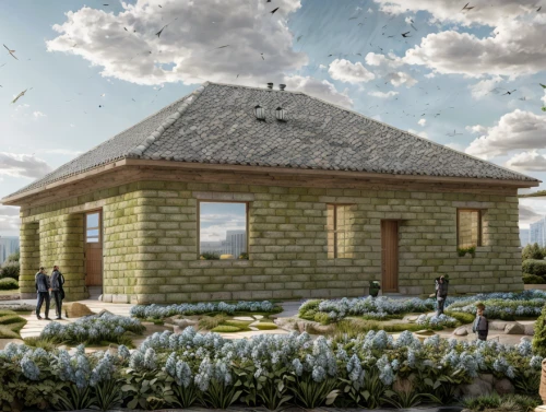 eco-construction,garden buildings,straw roofing,timber house,grass roof,inverted cottage,prefabricated buildings,straw hut,3d rendering,landscape designers sydney,a chicken coop,pigeon house,garden elevation,cube stilt houses,clay house,dovecote,dunes house,small cabin,stilt house,model house