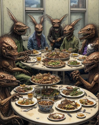 family dinner,dinner party,easter brunch,last supper,dining,aliens,breakfast table,diner,district 9,breakfast buffet,thanksgiving dinner,reptilians,family gathering,feast,placemat,christmas dinner,round table,dinner,extraterrestrial life,enjoy the meal