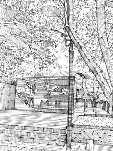 prison fence,overpass,wireframe graphics,pergola,wireframe,pencil lines,fence,camera illustration,frame drawing,camera drawing,mono-line line art,panoramical,japanese architecture,tsukemono,elevated railway,hand-drawn illustration,roof landscape,auschwitz 1,section,aviary,Design Sketch,Design Sketch,None