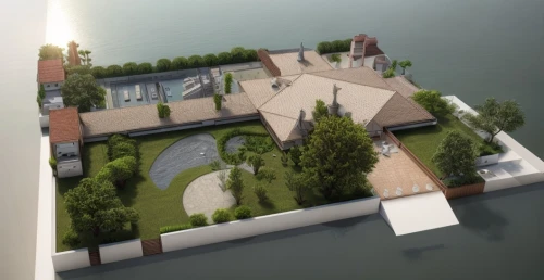 house with lake,house by the water,3d rendering,pool house,roof landscape,villa balbianello,luxury property,render,landscape design sydney,roof top pool,flat roof,3d render,mansion,3d rendered,floating island,luxury home,landscape designers sydney,model house,bendemeer estates,artificial island,Common,Common,Natural