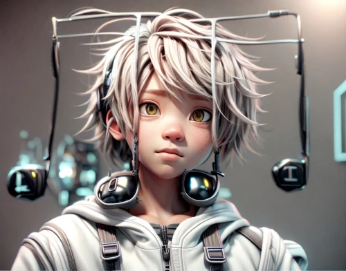 humanoid,cybernetics,circuitry,robotic,cyber,killua,coder,silver,scifi,artificial,echo,anime 3d,cyborg,watchmaker,killua hunter x,anime boy,robotics,android,piko,transistor checking