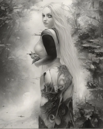 fantasy portrait,fantasy art,faerie,dryad,fantasy picture,the enchantress,the blonde in the river,elven,faery,pencil drawings,fantasy woman,rusalka,mystical portrait of a girl,mamie van doren,photomanipulation,charcoal drawing,dark elf,fae,girl with tree,gothic woman,Art sketch,Art sketch,Fantasy