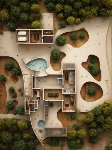 dunes house,mid century house,aerial landscape,house in the forest,urban design,residential,eco-construction,an apartment,modern architecture,eco hotel,residential house,apartment house,bird's-eye view,cube house,overhead view,apartment complex,architect plan,japanese architecture,chinese architecture,overhead shot,Interior Design,Floor plan,Interior Plan,Southwestern